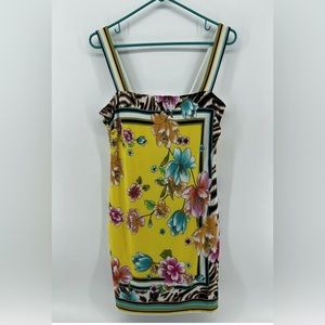 Yellow and floral beautiful Cache dress, size 10.